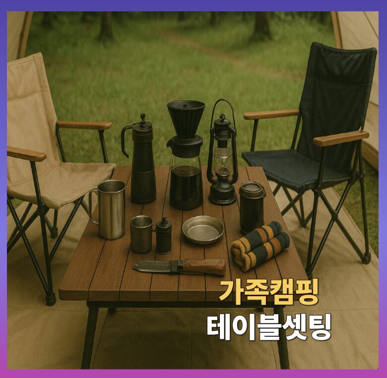 가족캠핑테이블셋팅
